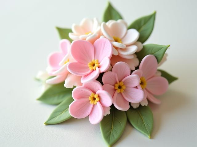 繊細な粘土製の桜の花束